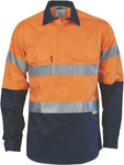 DNC Workwear - Hi Vis 2 Tone Closed Front Cotton Shirt with 3M R/Tape 3849