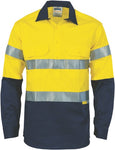 DNC Workwear - Hi Vis 2 Tone Closed Front Cotton Shirt with 3M R/Tape 3849