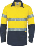 DNC Workwear - Hi Vis 2 Tone Closed Front Cotton Shirt with 3M R/Tape 3849