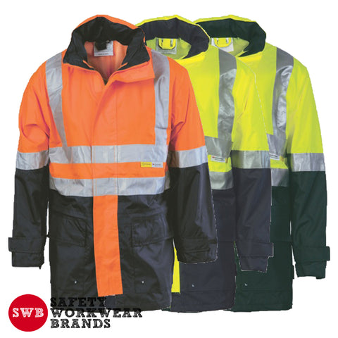 DNC Workwear - Hi Vis 2 Tone Breathable Rain Jacket with 3M R/Tape 3867