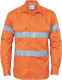 DNC Workwear - Hi Vis Cool Breeze Cotton Shirt with 3M 8910 R/Tape Long Sleeve 3885