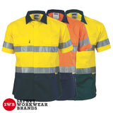 DNC Workwear - Hi Vis Cool Breeze Cotton Shirt with 3M 8906 R/Tape Short Sleeve 3887