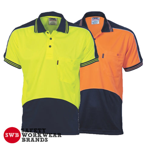 DNC Workwear - Hi Vis Cool Breathe Panel Polo Shirt Short Sleeve 3891