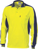 DNC Workwear - Poly/Cotton Contrast Panel Polo Long Sleeve 3896