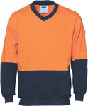 DNC Workwear - Hi Vis Two Tone Cotton Fleecy Sweat Shirt V-Neck 3922