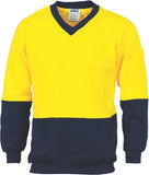 DNC Workwear - Hi Vis Two Tone Cotton Fleecy Sweat Shirt V-Neck 3922