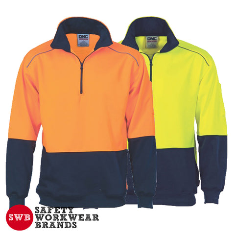 DNC Workwear - Hi Vis Two Tone 1/2 Zip Reflective Piping Sweat Shirt 3928