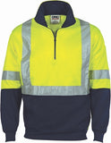 DNC Workwear - Hi Vis Cross Back D/N Two Tone 1/2 Zip Fleecy Sweat Shirt 3929