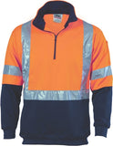 DNC Workwear - Hi Vis 1/2 Zip Fleecy with ‘X’ Back & additional Tape on Tail 3930