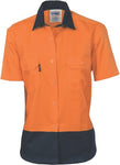 DNC Workwear - Ladies Hi Vis 2 Tone Cotton Drill Shirt Short Sleeve 3931