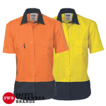 DNC Workwear - Ladies Hi Vis 2 Tone Cotton Drill Shirt Short Sleeve 3931