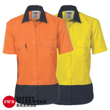 DNC Workwear - Ladies Hi Vis 2 Tone Cool Breeze Cotton Shirt Short Sleeve 3939