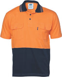 DNC Workwear - Hi Vis Cool Breeze 2 Tone Cotton Jersey Polo Shirt with Twin Chest Pocket S/S 3943