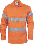 DNC Workwear - Hi Vis Cool Breeze Close Front Cotton Shirt with Generic R/Tape Long Sleeve 3945