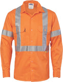 DNC Workwear - Hi Vis Cool Breeze Cross Back Cotton Shirt with 3M R/Tape Long Sleeve 3946