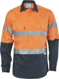 DNC Workwear - Hi Vis Cool Breeze Close Front Cotton Shirt with 3M R/Tape Gusset Long Sleeve 3949