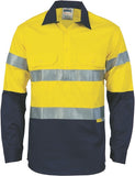 DNC Workwear - Hi Vis Cool Breeze Close Front Cotton Shirt with 3M R/Tape Gusset Long Sleeve 3949
