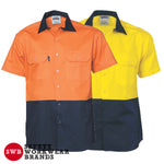 DNC Workwear - Hi Vis 2 Tone Cotton Drill Vented Shirt Short Sleeve 3980