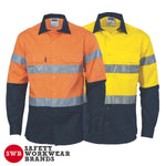 DNC Workwear - Hi Vis D/N 2 Tone Drill Shirt with Generic R/Tape Long Sleeve 3982