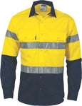 DNC Workwear - Hi Vis D/N 2 Tone Drill Shirt with Generic R/Tape Long Sleeve 3982