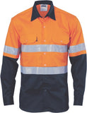 DNC Workwear - Hi Vis Cool Breeze Vertical Vented Cotton Shirt with Generic R/Tape Long Sleeve 3984