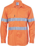 DNC Workwear - Hi Vis Cool Breeze Vertical Vented Cotton Shirt with Generic R/Tape Long Sleeve 3985