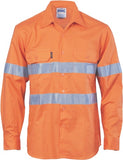 DNC Workwear - Hi Vis Cool Breeze Vertical Vented Cotton Shirt with Generic R/Tape Long Sleeve 3985