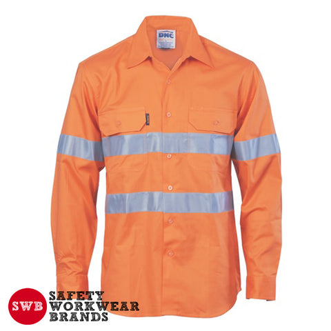 DNC Workwear - Hi Vis Cool Breeze Vertical Vented Cotton Shirt with Generic R/Tape Long Sleeve 3985