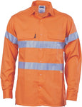 DNC Workwear - Hi Vis Cool Breeze Cotton Shirt with 3M 8906 R/Tape Long Sleeve 3987