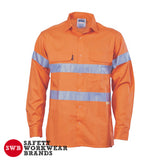 DNC Workwear - Hi Vis Cool Breeze Cotton Shirt with 3M 8906 R/Tape Long Sleeve 3987