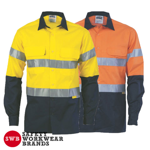 DNC Workwear - Hi Vis Cool Breeze Cotton Shirt with 3M 8906 R/Tape Long Sleeve 3988