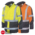 DNC Workwear - Hi Vis 2 Tone Cross Back D/N “2 in 1” Contrast Rain Jacket 3993