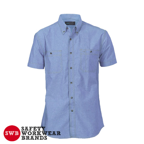 DNC Workwear - Cotton Chambray Shirt , Twin Pocket Short Sleeve 4101