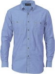 DNC Workwear - Cotton Chambray Shirt , Twin Pocket Long Sleeve 4102