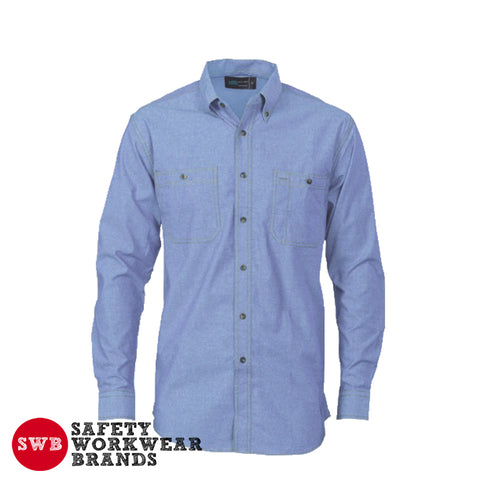 DNC Workwear - Cotton Chambray Shirt , Twin Pocket Long Sleeve 4102