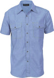 DNC Workwear - Mens Twin Flap Pocket Cotton Chambray Short Sleeve 4103