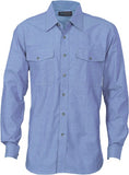 DNC Workwear - Mens Twin Flap Pocket Cotton Chambray Long Sleeve 4104