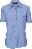 DNC Workwear - Ladies Cotton Chambray Shirt Short Sleeve 4105