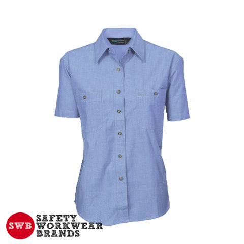 DNC Workwear - Ladies Cotton Chambray Shirt Short Sleeve 4105