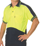 DNC Workwear - Hi Vis Cool Breathe Panel Polo Shirt Short Sleeve 3891